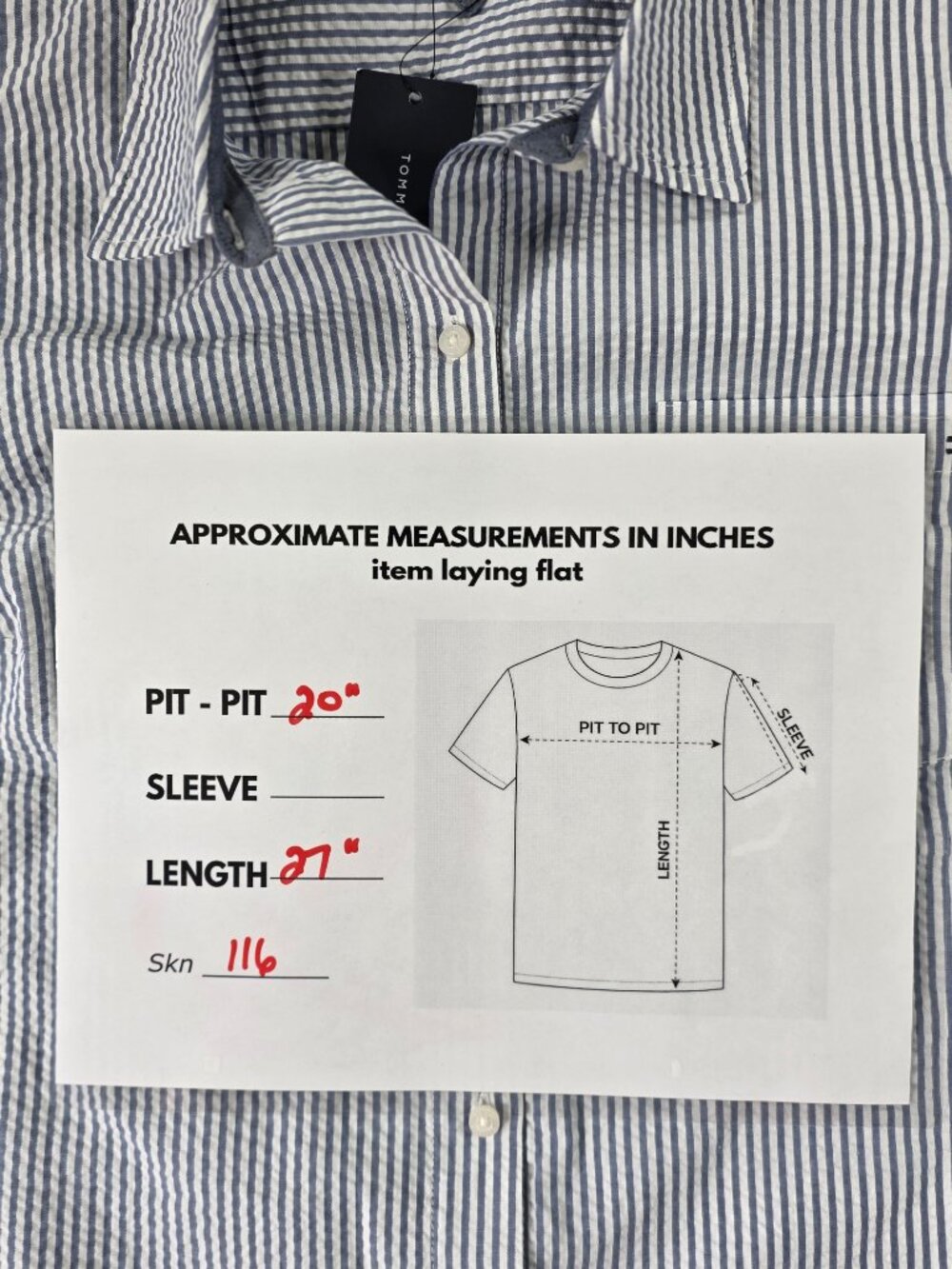 NWT Tommy Hilfiger Blue/White Pinstripe  Sleeveless button-up top - Picture 9 of 9